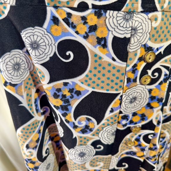 Vintage 80s skirt, black, purple, teal, orange, floral, dots & paisley, 12/14 - Picture 10 of 10